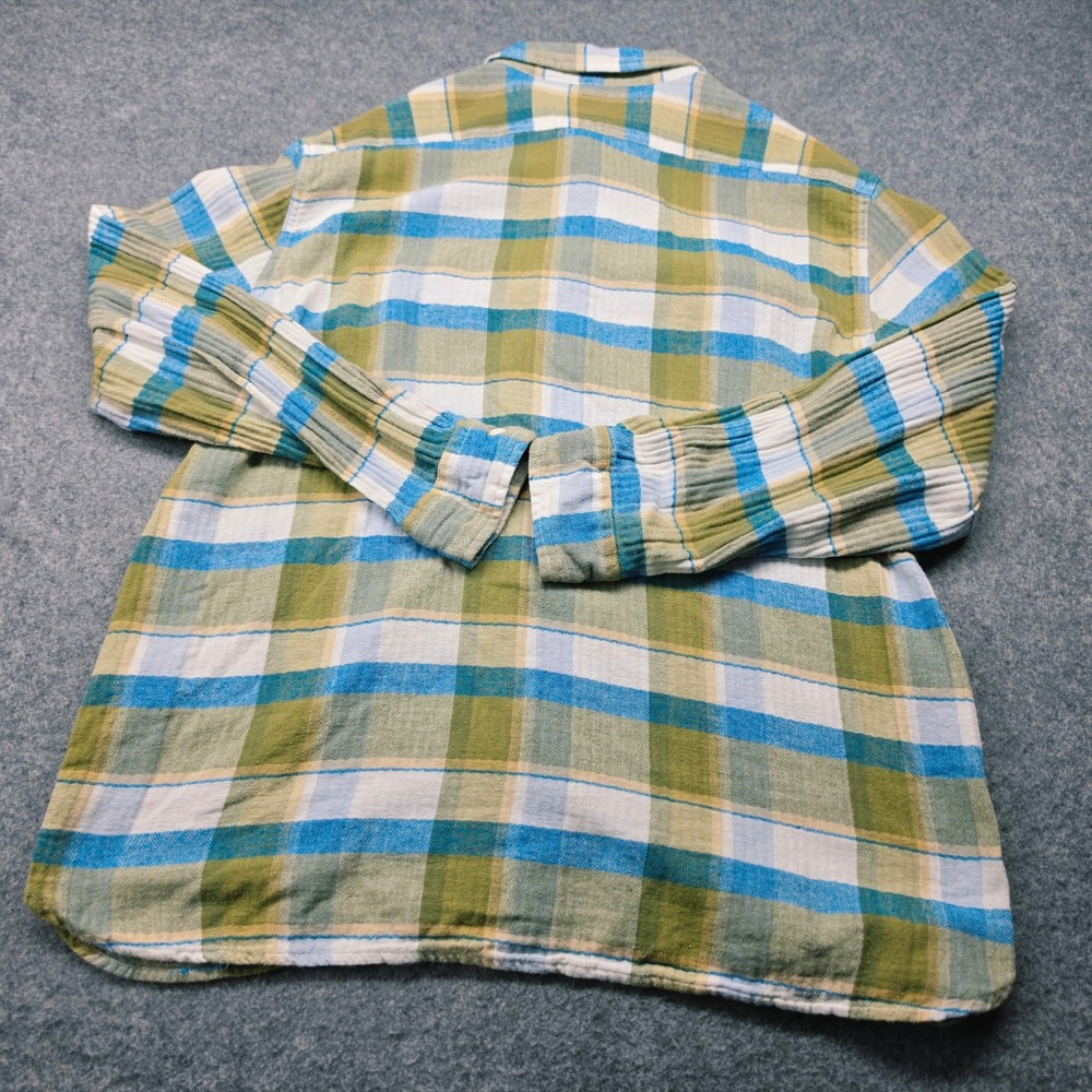 Levis Relaxed Fit Flannel Shirt Mens L Green Blue Plaid Long Sleeve Button Up - Picture 6 of 12